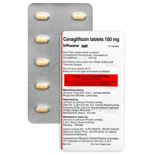 Invokana (Canagliflozin) 100mg 10 Tablets/Pack