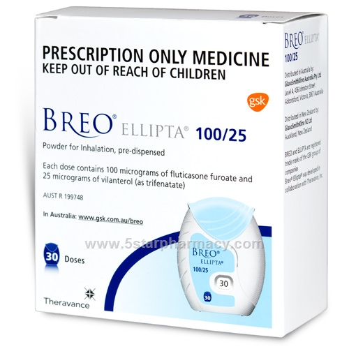 Breo Ellipta 100/25 (fluticasone, vilanterol) 30 Doses/Pack