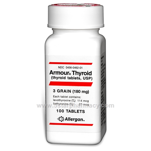 Armour Thyroid 3 Grain (180mg) 100 Tablets/Pack