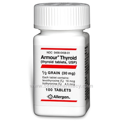 Armour Thyroid 1/2 Grain (30mg) 100 Tablets/Pack