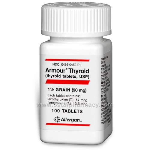 Armour Thyroid 1 1/2 Grain (90mg) 100 Tablets/Pack