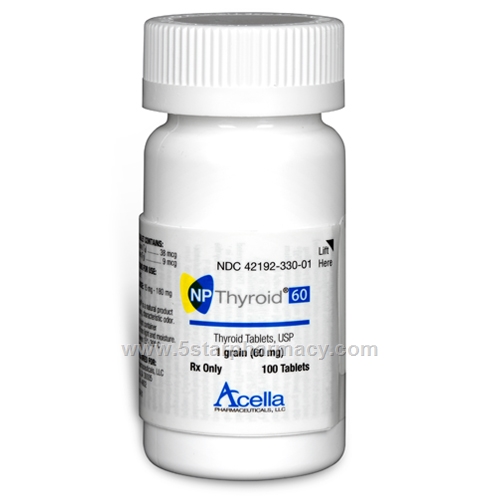 NP Thyroid (Thyroid 60mg) 1 Grain 100 Tablets/Pack